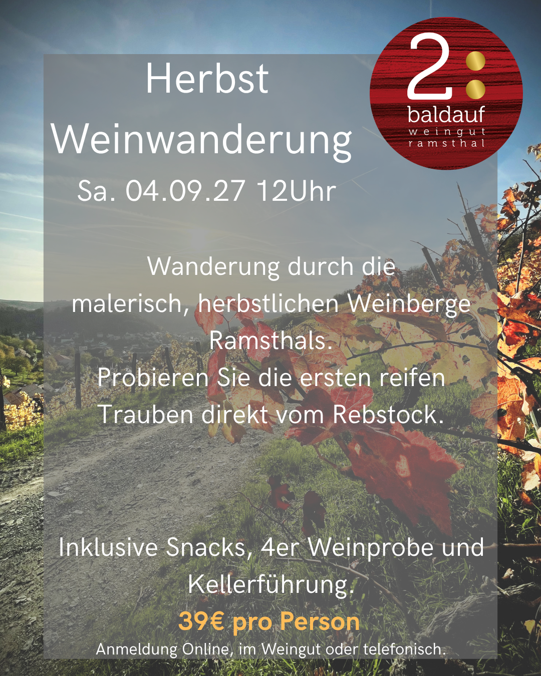 Herbst Weinwanderung - 04.09.2027