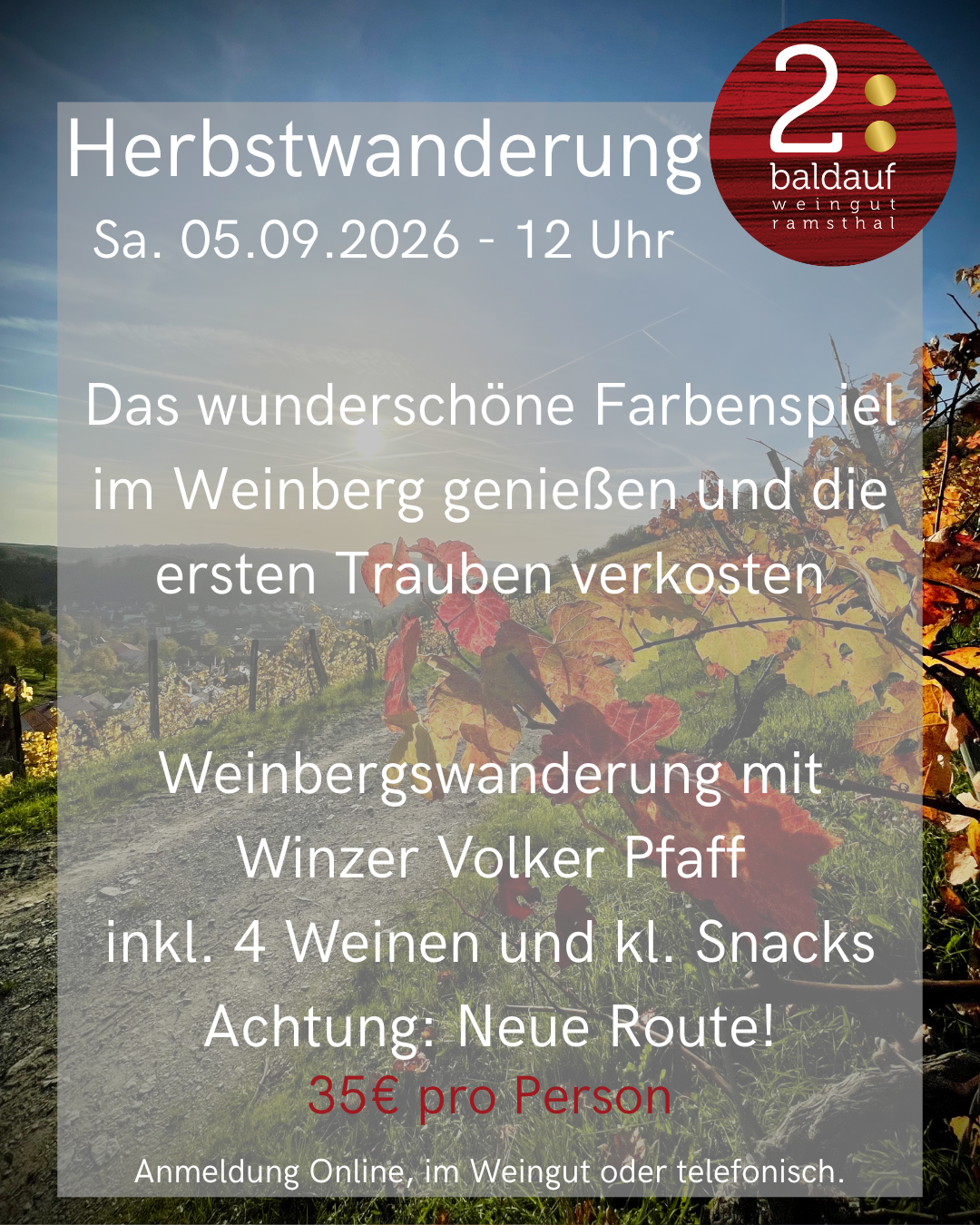 Herbst Weinwanderung - 05.09.2026 - 12 Uhr