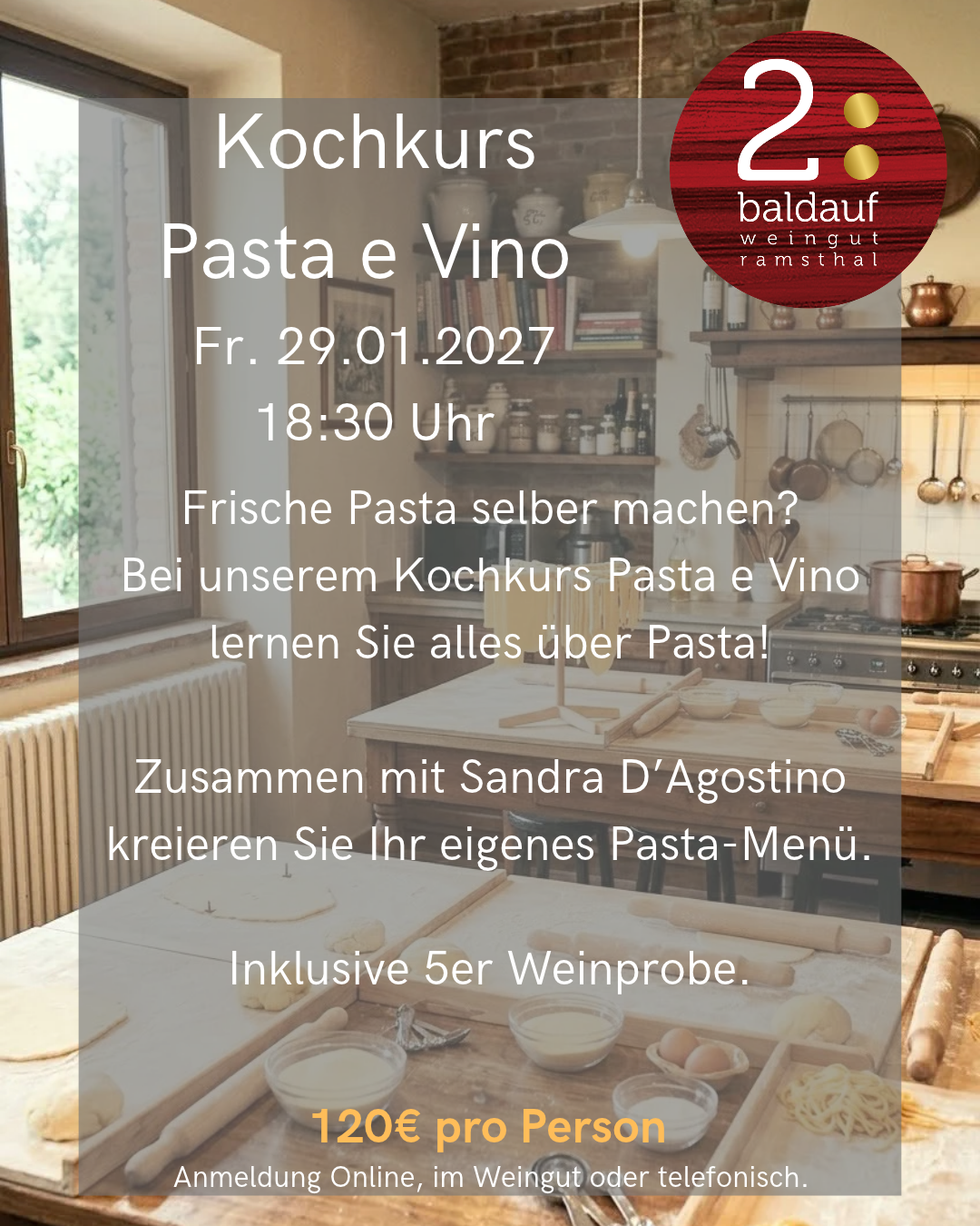 Kochkurs - Pasta e Vino - 29.01.2027