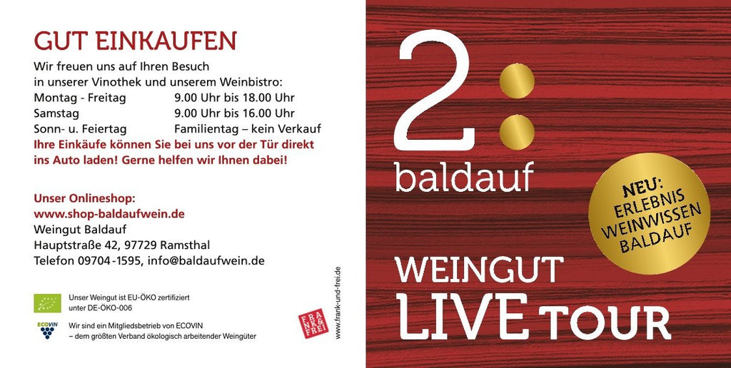 WEINGUT LIVE TOUR jeden Dienstag 15 Uhr (nur nach Anmeldung)