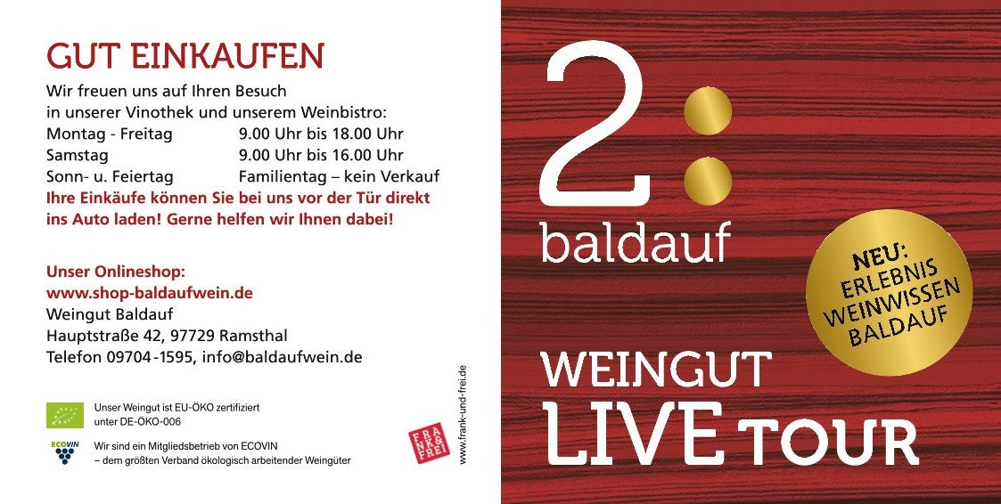 WEINGUT LIVE TOUR jeden Dienstag 15 Uhr (nur nach Anmeldung)