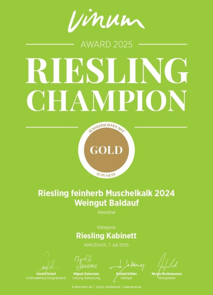 2024 MUSCHELKALK Riesling feinherb  - RIESLING CHAMPION 2025 – Detail