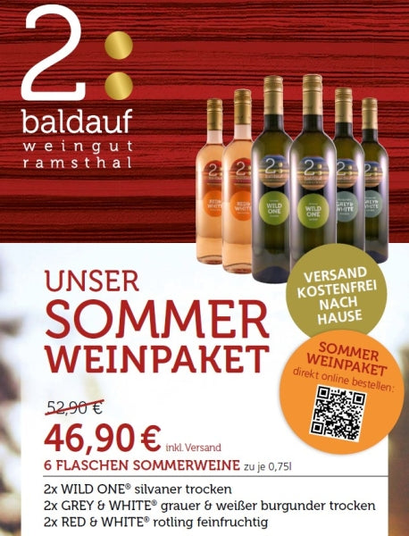 SOMMERPAKET Sonderpreis 46,90 € statt 52,90 € (6 Fl. incl. Versand)