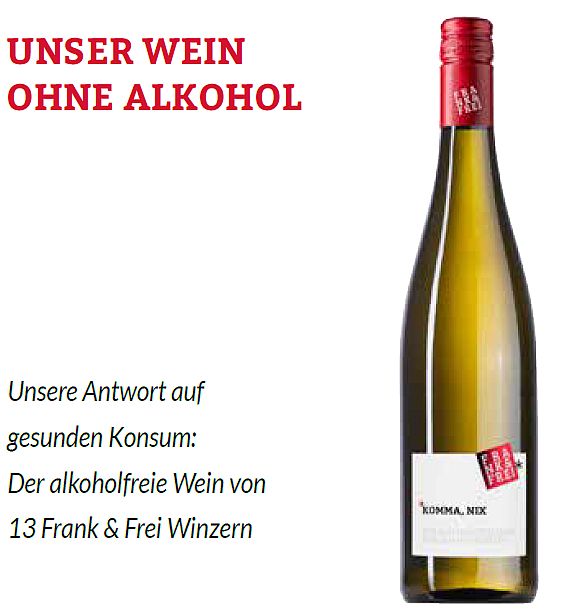"Zeit für neues" Frank & Frei "Komma, nix" - alkoholfrei -  (3 Flaschen incl. Versand)